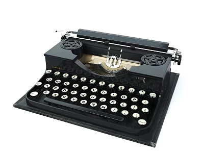 Vintage Black Mechanical Typewriter With Classic Keyboard And Paper Roller 3d model
