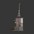 Miniature Building Model With Steeple Grid Windows Doorway And Decorative Steps