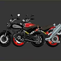 Classic Red And Black Motorcycles With Chrome Exhaust And Leather Seats