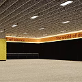 Dance Fitness Training Space With Wooden Floor Yellow Pillars And Numbers 1 To 4