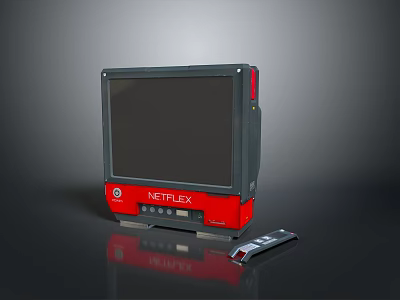 Netflix Enabled Desktop Computer Monitor With Red Base Black Screen And Remote Control 3d model