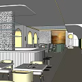 Elegant Hotel Lobby Interior Design With Arched Doorways Large Painting Sofa Sculpture And Columns