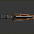 Futuristic Mechanical Sword Featuring Metallic Blade And Orange Gray Handle For Sci Fi Weapon Design
