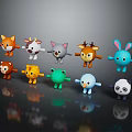 Cute Cartoon Animal Characters Collection With Fox Deer Rabbit And Panda Figures