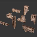 Aged Rusted Metal Scenic Construction Components With Framework Scaffolding And Structural Parts
