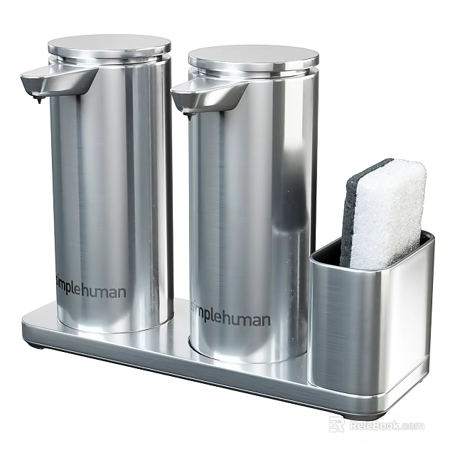 Simplehuman Stainless Steel Dish Soap Dispensers With Sponge Holder For Kitchen Sink 3d model 