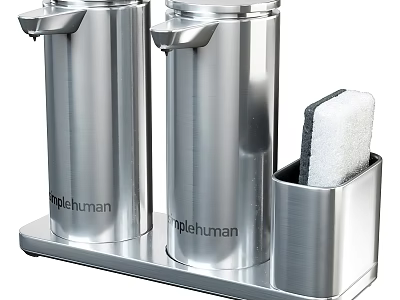 Simplehuman Stainless Steel Dish Soap Dispensers With Sponge Holder For Kitchen Sink 3d model