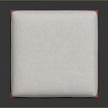 Modern Square Ottoman With Red Metal Frame And Soft Gray Cushion