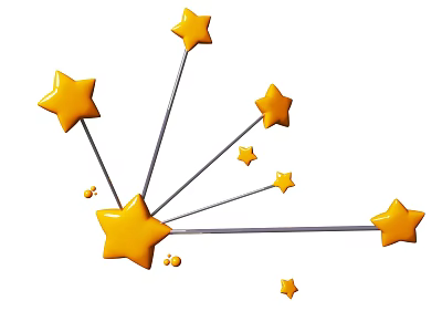 Creative Yellow Star Ornament Decoration Set with Metal Rods and Decorative Dots 3d model