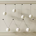 Modern Minimalist Chandelier With Multiple White Spherical Lights And Geometric Design