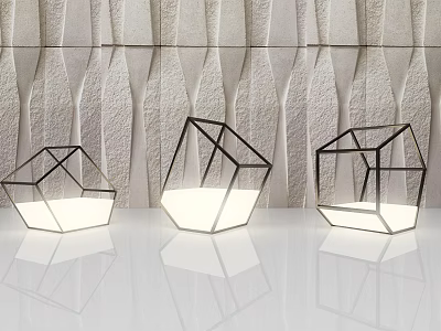 Modern Geometric Floor Lamps With Glass Shades And Metal Frames 3d model
