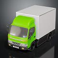 Green Cab 3D Truck Model Featuring White Cargo Box And Black Wheels