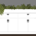 White Cabinet With Drawers And Doors Topped With Green Plants