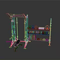 Red And Black Multi Functional Fitness Rack With Dumbbells Barbell Plates And Medicine Ball
