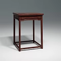 Classic Dark Red Solid Wood Side Table With Square Top And Sturdy Legs 3d model