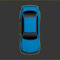 Blue Two Door Coupe With Rear Spoiler And Alloy Wheels On Dark Reflective Surface