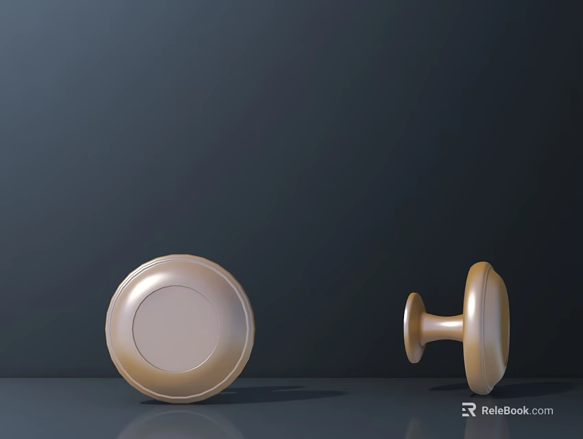 Golden Decorative Handles With Round And Curved Designs On Dark Background 3d model 