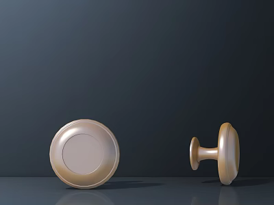 Golden Decorative Handles With Round And Curved Designs On Dark Background 3d model
