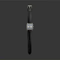 Stylish Modern Watch With Black Leather Strap And Square Metallic Dial Design