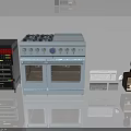 Modern Household Appliances Collection With Stove Oven And Retro Radio Design