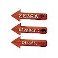 Wooden Swing Door Design Featuring Zebra Elephant Giraffe Animal Signs