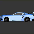 Blue Sports Car With Rear Spoiler Black Stripes Black Wheels And 3D Rendered Sporty Exterior