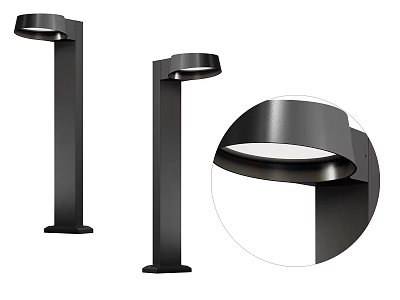 Modern Black Floor Lamp With Sleek Design And Curved Metallic Shade 3d model