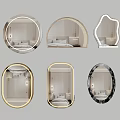 Various Decorative Wall Mirrors with Different Shapes and Frame Styles for Modern Home Decor 3d model
