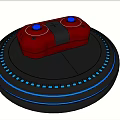 Stylish Entertainment Electronics Red Game Controller on Circular Base with Blue Light