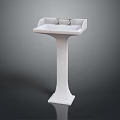 Elegant White Pedestal Sink With Double Faucets Modern Bathroom Fixture Design