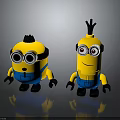 Two Cute Yellow Minions Toy Characters Wearing Blue Overalls And Goggles