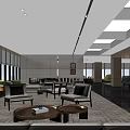Modern Lounge Area Interior Design With Sofa Bench Chandelier And Floor To Ceiling Windows