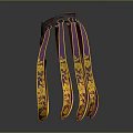 Brown Household Hanging Organizer With Purple And Yellow Straps For Home Decoration