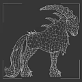 Technology Exhibition Hall Displaying Fantasy Creature 3D Model in Interactive Digital Art Exhibit