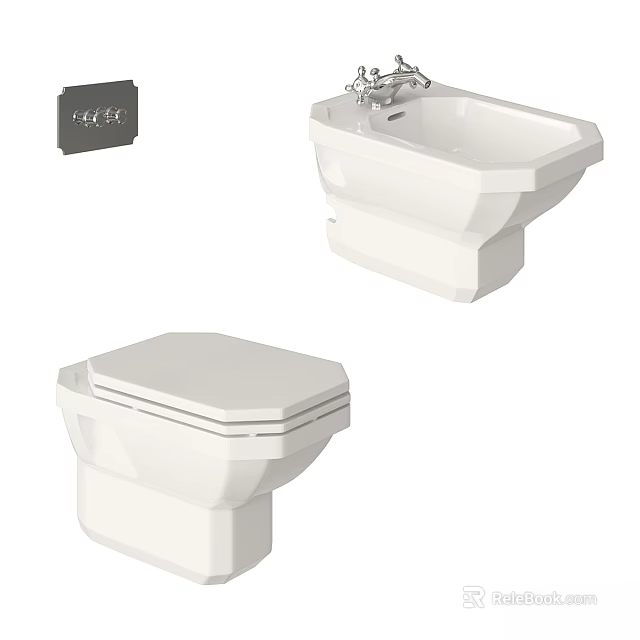 Modern White Ceramic Toilet Design With Sleek Lid And Smooth Contours 3d model 