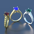 Elegant Gemstone Rings with Ruby Sapphire Emerald Stones in Gold Silver Settings and Intricate Designs
