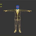 Man In Black Suit With Sunglasses Standing With Arms Outstretched Against Gray Background