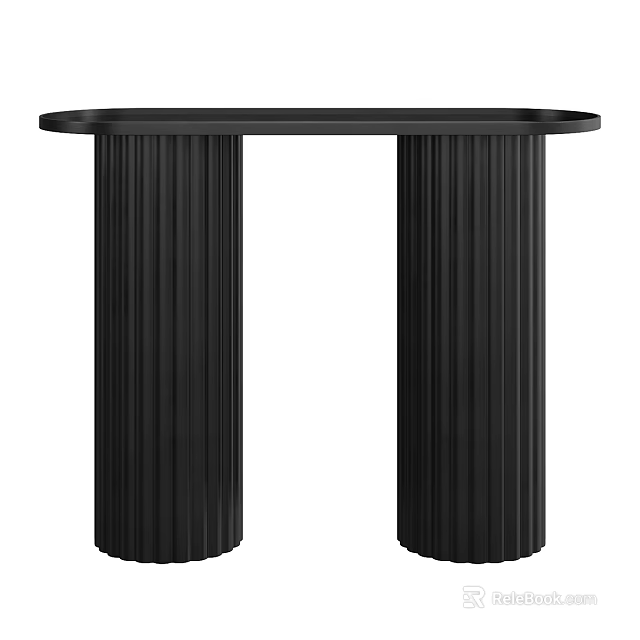 Modern Black Console Table With Fluted Columns And Round Top Design 3d model 