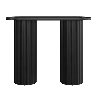 Modern Black Console Table With Fluted Columns And Round Top Design 3d model