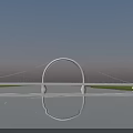 White Modern Arch Bridge Spanning Over Water With Clear Reflection On Surface 3d model