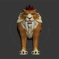 3D Fantasy Creature Character With Red Mane Orange Body And Fangs