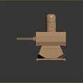 Copper Colored Multiple Barrel Naval Defense Weapon With Cylindrical Component And Stable Base