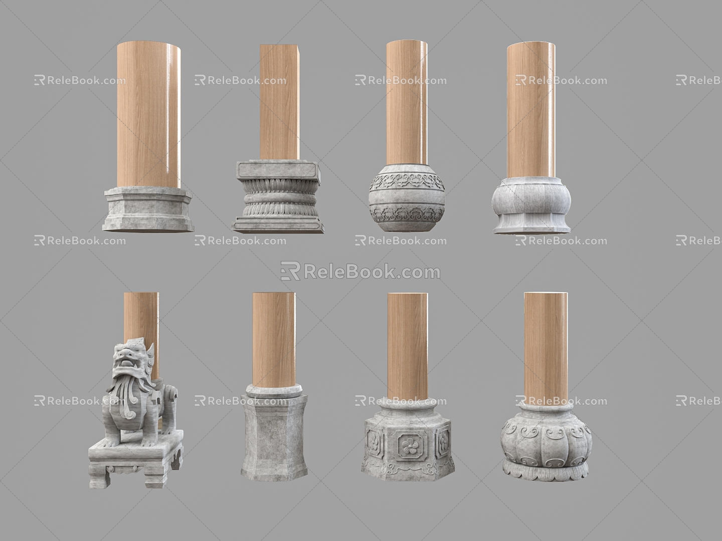 Chinese Style Pillar Foundation Pillar Stone Drum Pillar Foundation Stone Pillar Cornerstone Stone 3d model