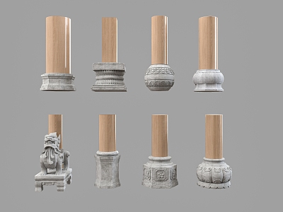 Chinese Style Pillar Foundation Pillar Stone Drum Pillar Foundation Stone Pillar Cornerstone Stone 3d model