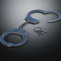Open Metal Handcuffs With Keys Law Enforcement Equipment On Dark Background