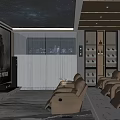 Modern Home Theater With Large Screen Starry Ceiling And Comfortable Recliner Seats 3d model