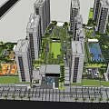 Modern High Rise Residential Buildings With Greenery And Road Vehicles