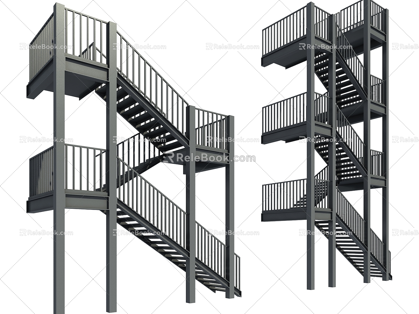 Stairs Escalator Outdoor Stairs Escape Ladder Hanging Stairs Iron Stairs model