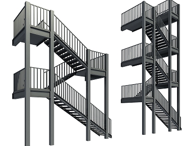 Stairs Escalator Outdoor Stairs Escape Ladder Hanging Stairs Iron Stairs model