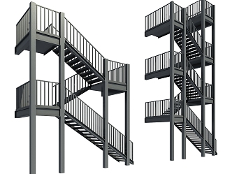 Stairs Escalator Outdoor Stairs Escape Ladder Hanging Stairs Iron Stairs 3d model